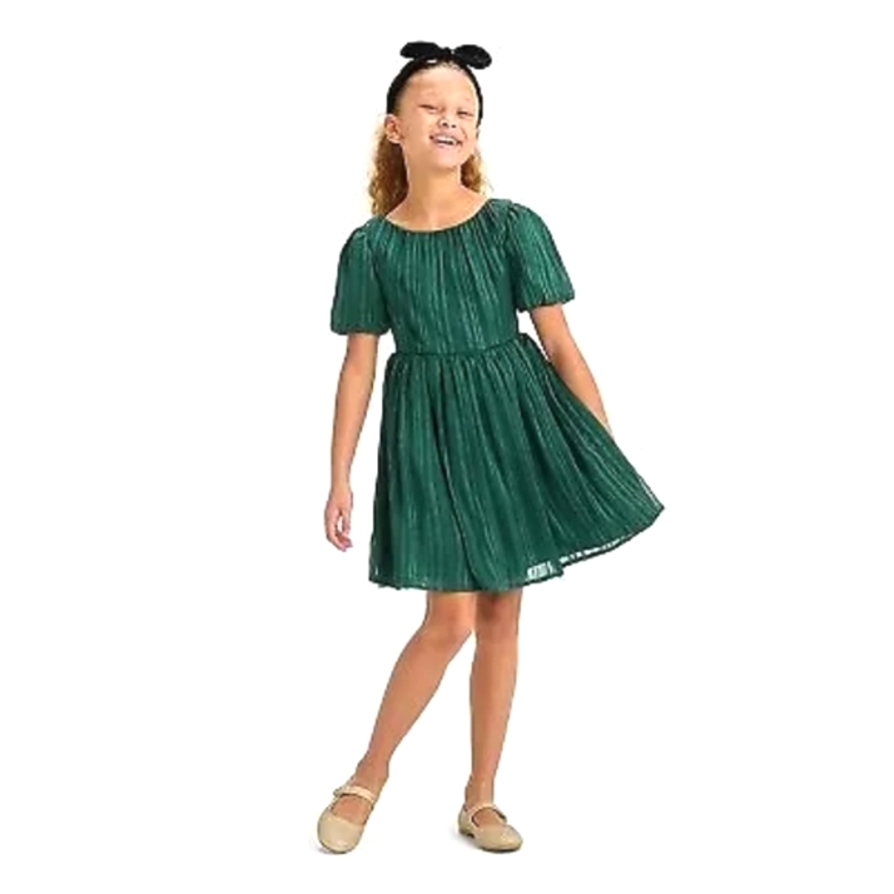 NWT Cat & Jack Emerald Green Holiday Dress with Gold Metallic Thread Size 3T